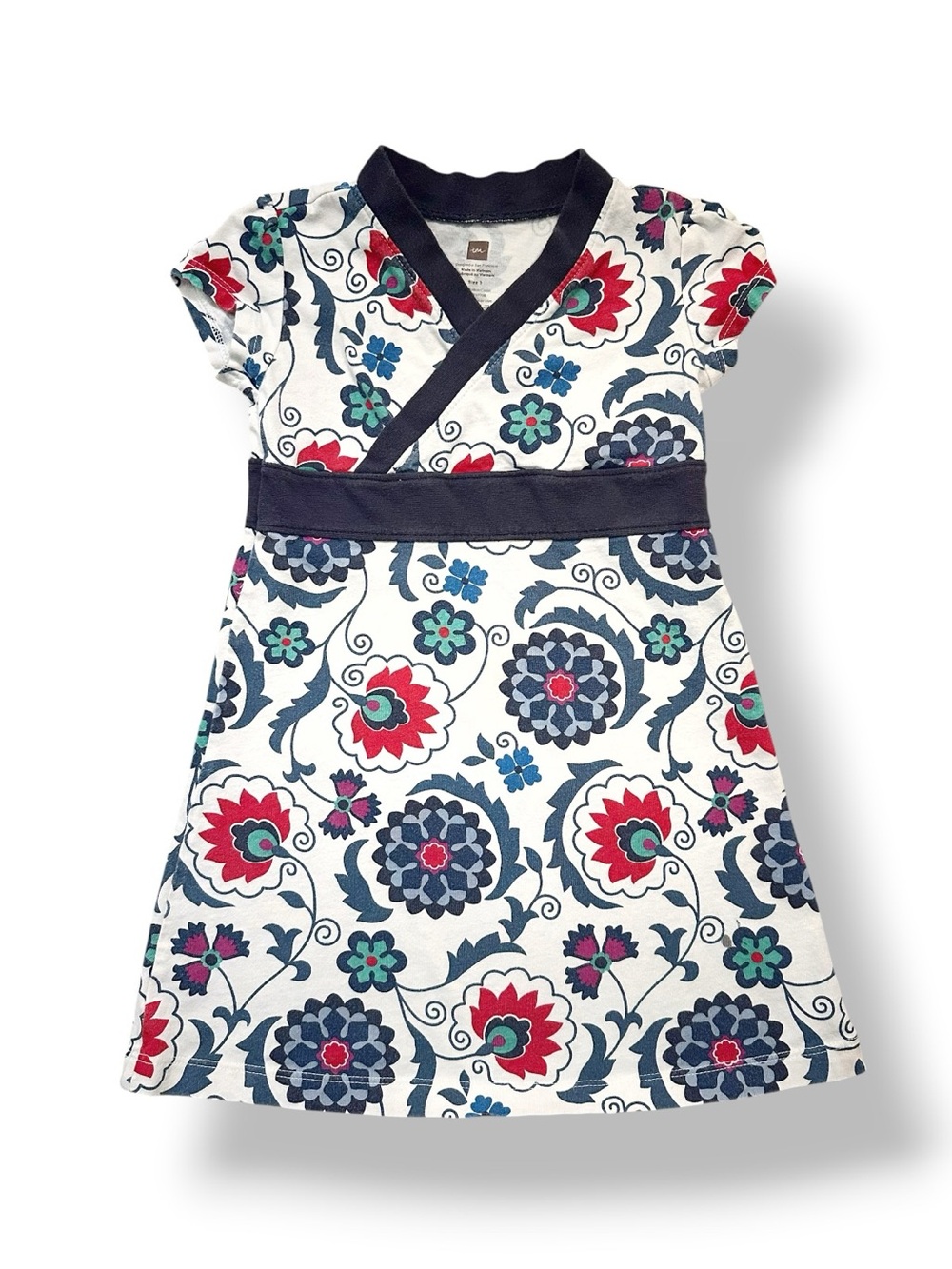 Tea Collection | Short Sleeve Wrap Neck Dress (3)